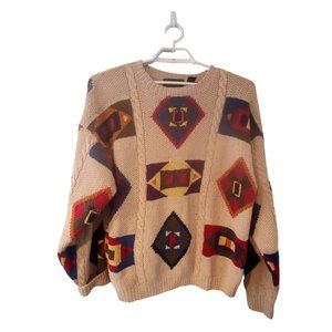 New River J. Riggings vintage sweater mens size Large khaki multi colored